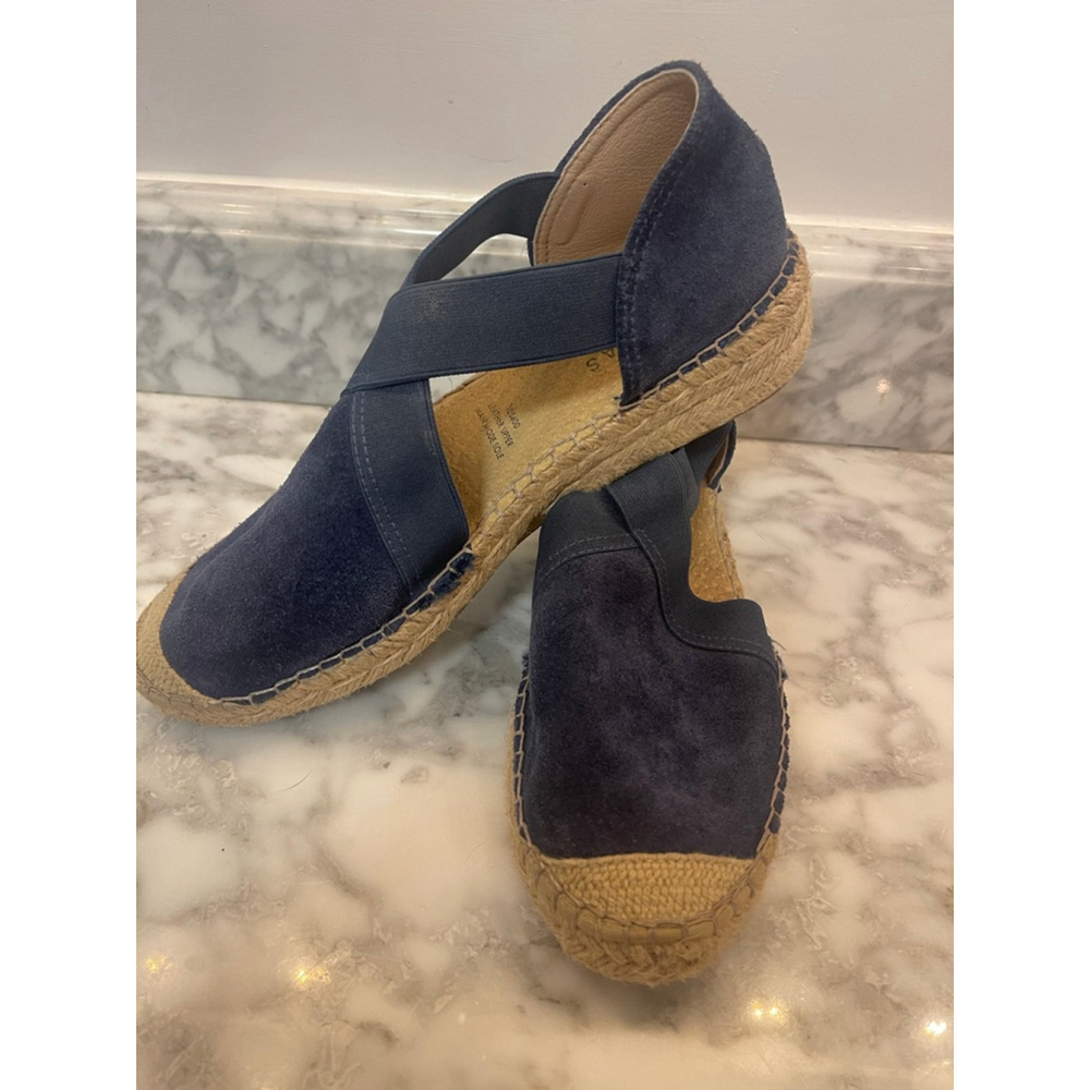 Fabiolas Women’s Navy Suede Espadrilles Size 39 Made in Spain Jute Wedge Sandals